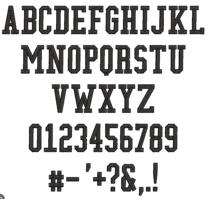 College Narrow alphabet 3D puff