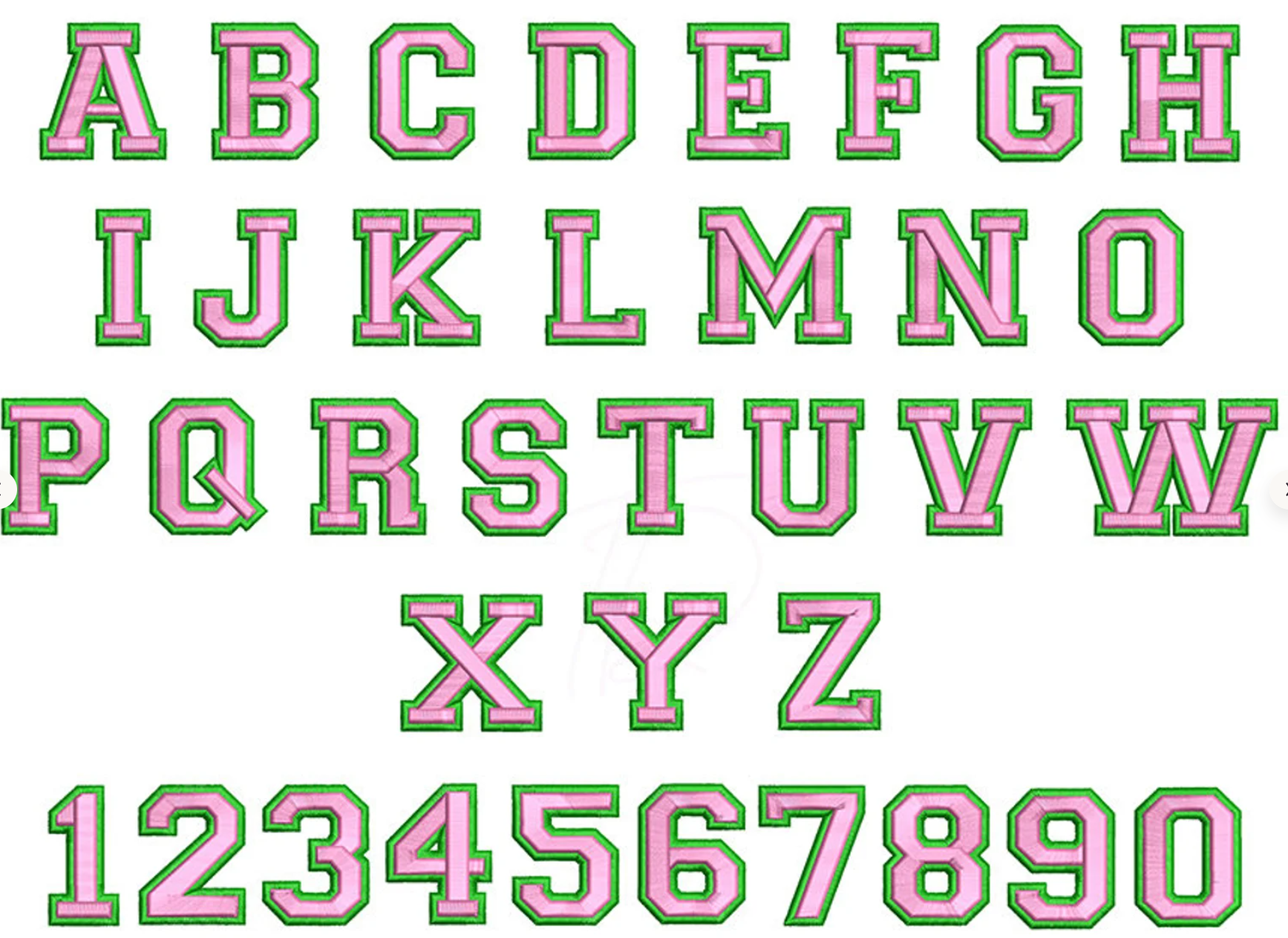 Varsity 2 Colour alphabet 3D puff